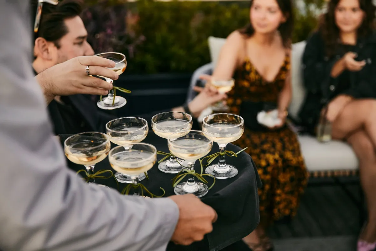Champagne served at a private celebration in Charleston
